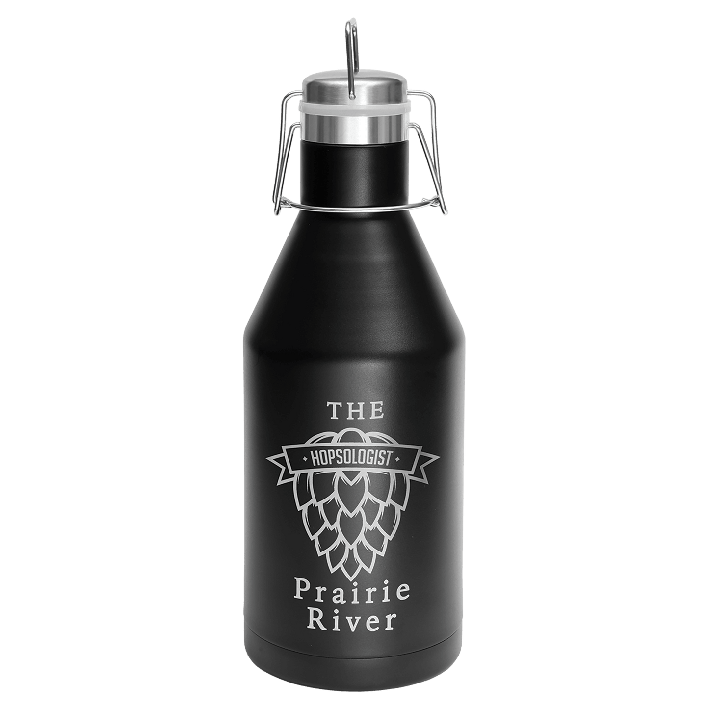 Polar Camel 64 oz Black Vacuum Insulated Growler  with Swing-Top Lid