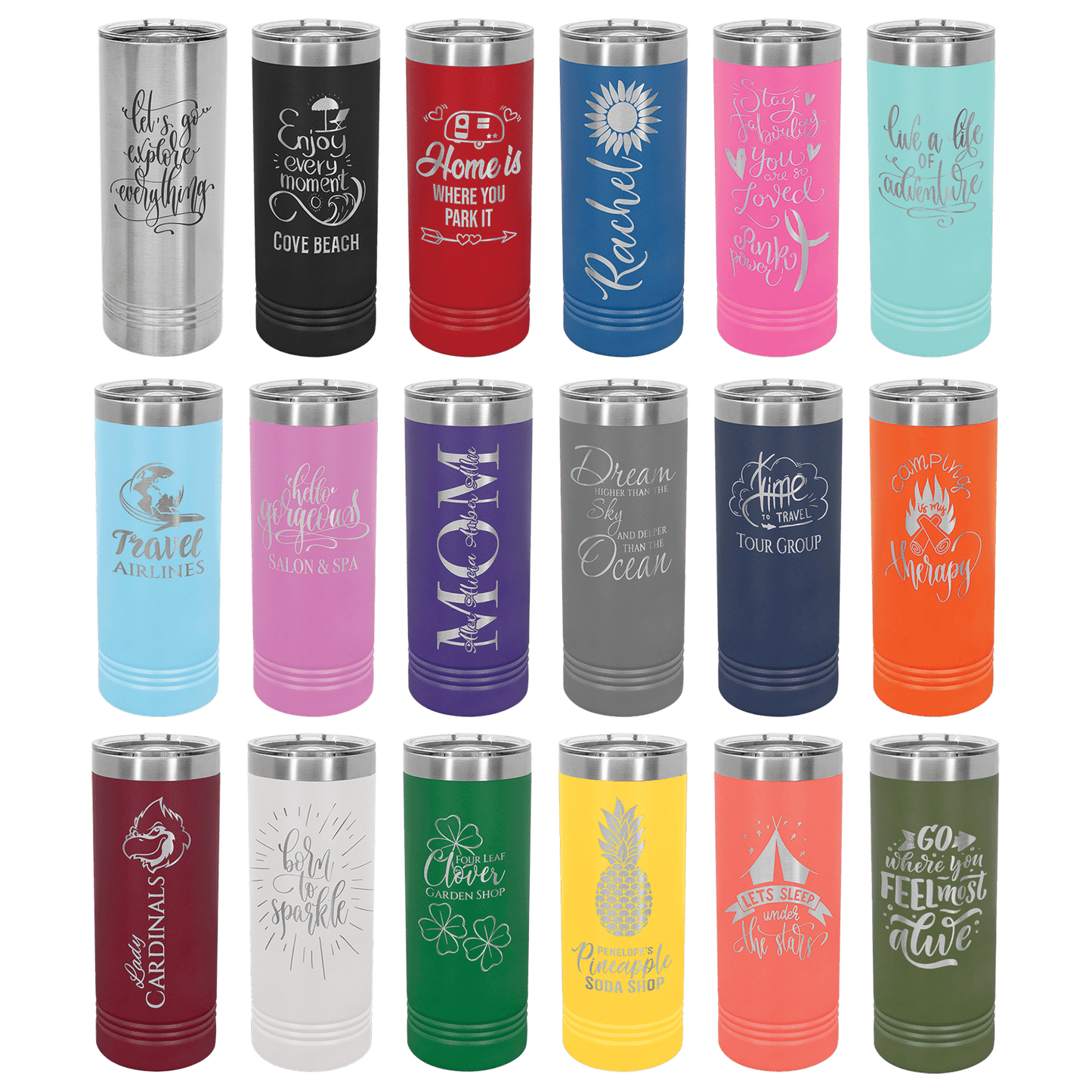 Polar Camel 22 oz Skinny Tumbler with Slider Lid